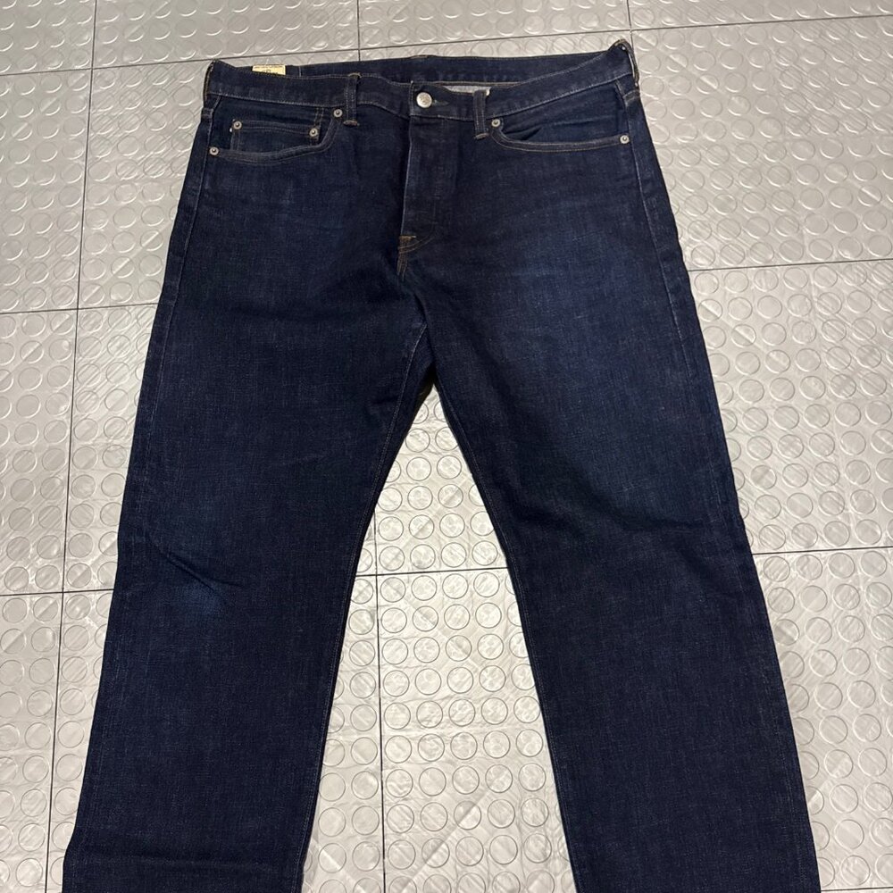 J Crew 770 Straight Leg Fit Stretch Selvedge Jeans 35 32 Rigid Blue